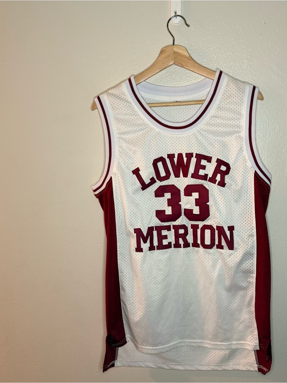 White and Maroon 'Lower Merion' Basketball Jersey - Number 33